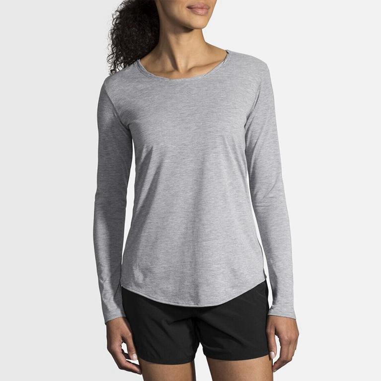 Brooks Distance Australia - Women's Long Sleeve Running Shirt - Grey (972860-IXJ)